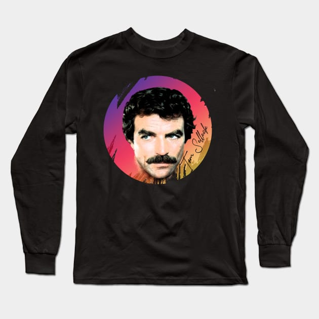 Tom Selleck-Retro Limited Edition Long Sleeve T-Shirt by Hursed